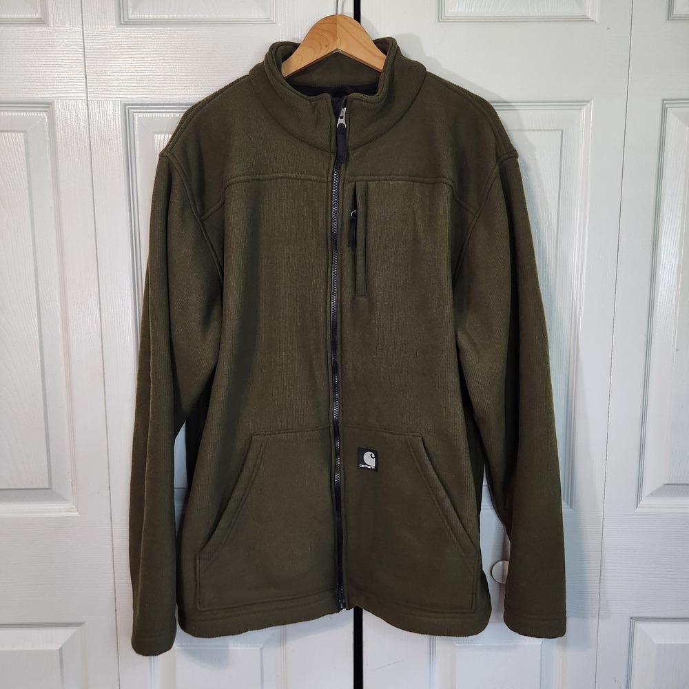 Carhartt J173 OLV‎ Dalton Full Zip Fleece Jacket Mens Tall Large Olive Green